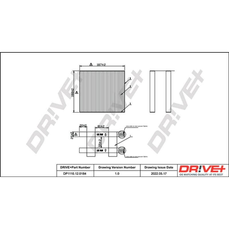 DRVE filtras, salono oras DP1110.12.0184