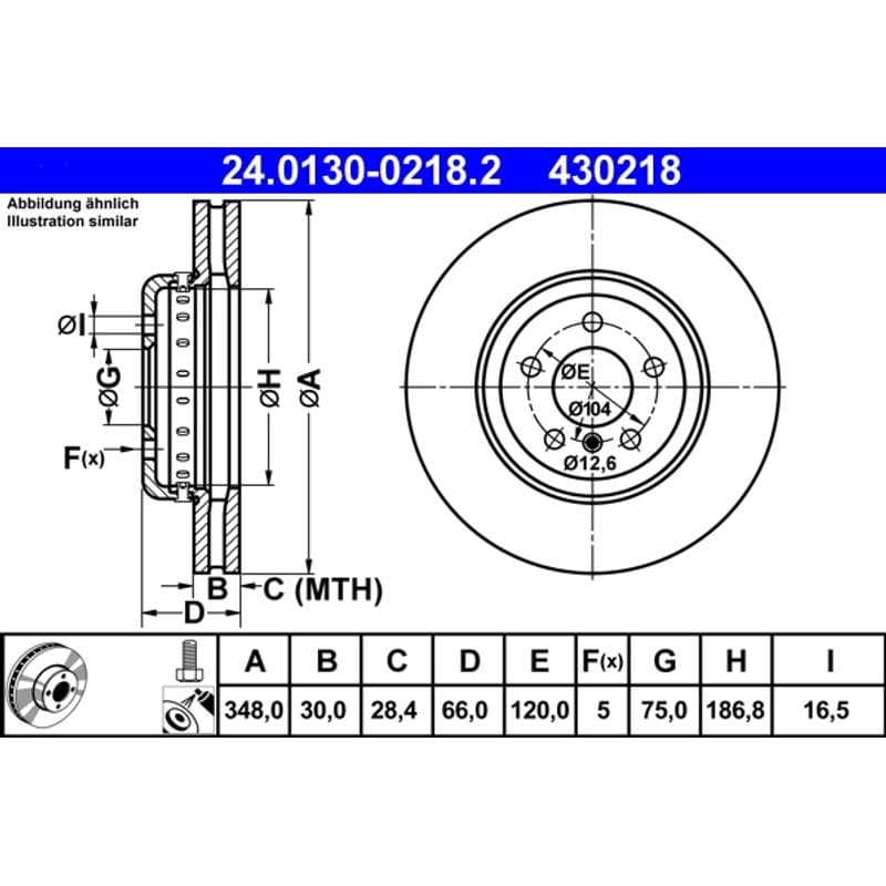 ATE Stabdžių diskas 24.0130-0218.2