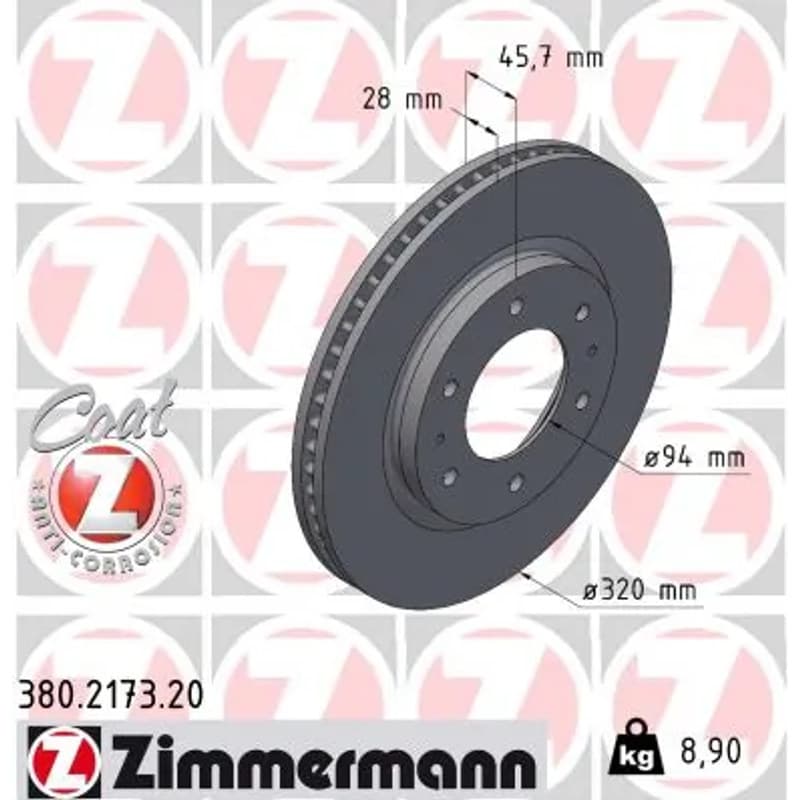 ZIMMERMANN stabdžių diskas 380.2173.20