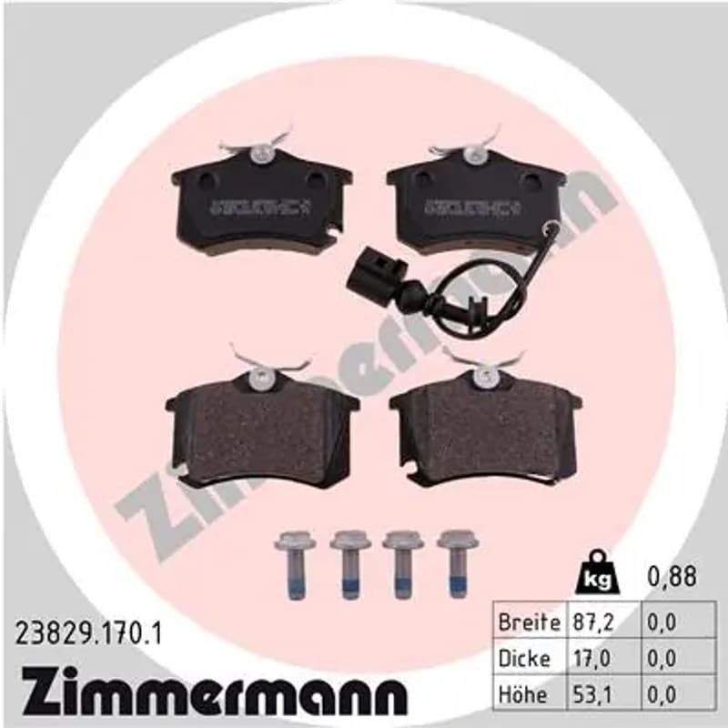 ZIMMERMANN stabdžių trinkelių rinkinys, diskinis stabdys 23829.170.1