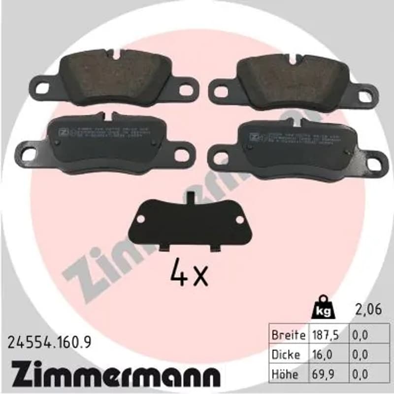 ZIMMERMANN stabdžių trinkelių rinkinys, diskinis stabdys 24554.160.9