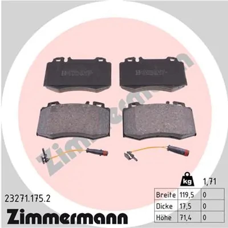 ZIMMERMANN stabdžių trinkelių rinkinys, diskinis stabdys 23271.175.2
