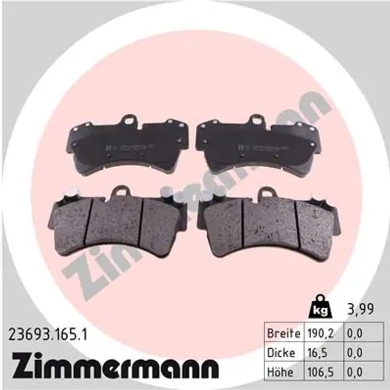 ZIMMERMANN stabdžių trinkelių rinkinys, diskinis stabdys 23693.165.1