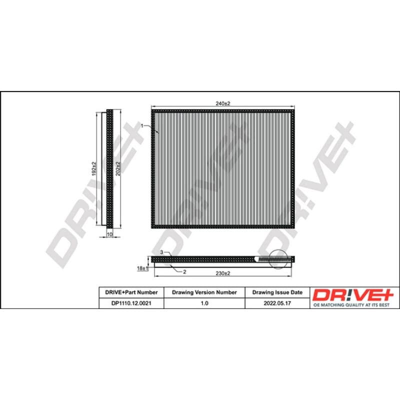 DRVE filtras, salono oras DP1110.12.0021