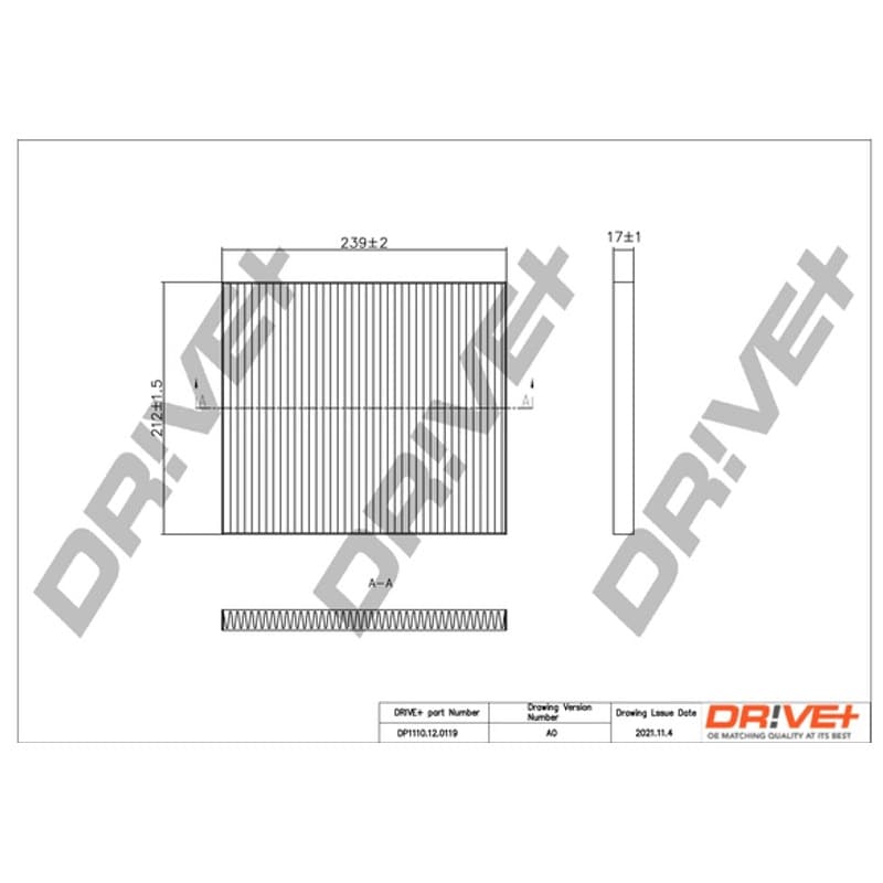 DRVE filtras, salono oras DP1110.12.0119
