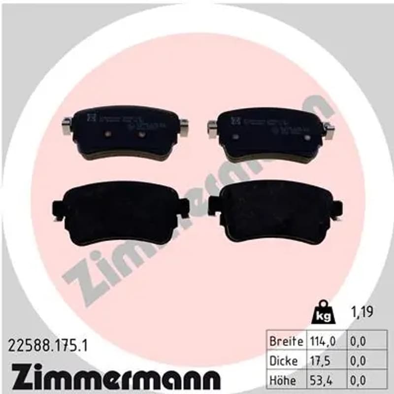 ZIMMERMANN stabdžių trinkelių rinkinys, diskinis stabdys 22588.175.1