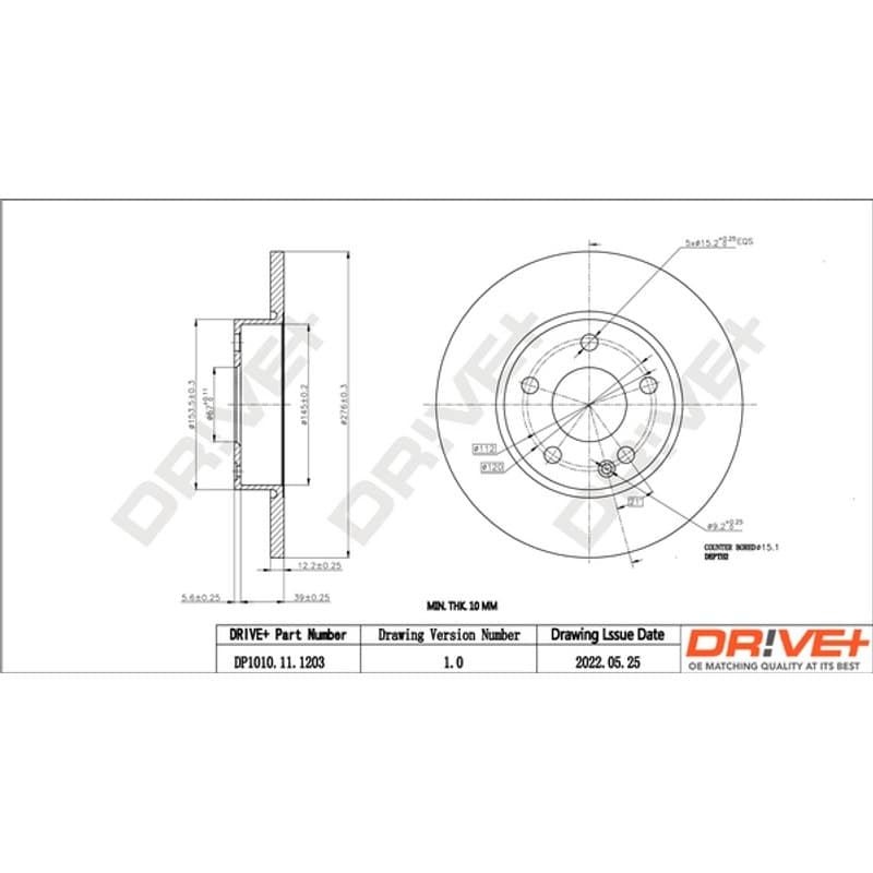 DRVE DP1010.11.1203 stabdžių diskas