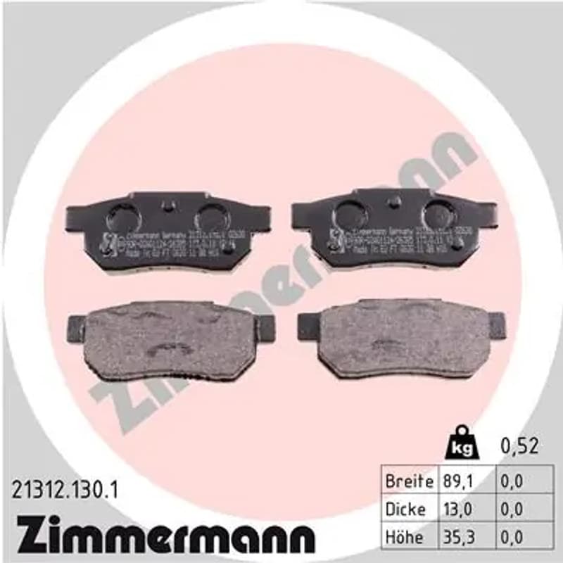 ZIMMERMANN stabdžių trinkelių rinkinys, diskinis stabdys 21312.130.1