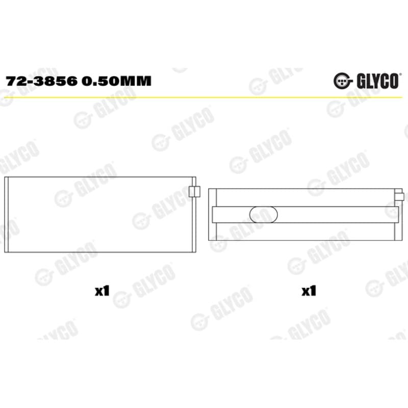 GLYCO pagrindiniai guoliai, alkūninis velenas 72-3856 0.50mm