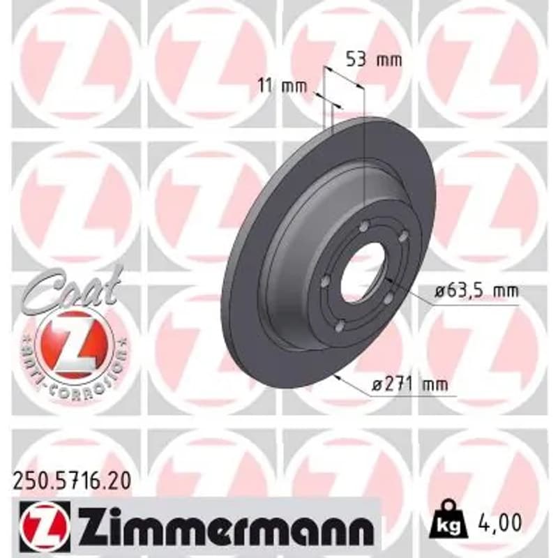 ZIMMERMANN stabdžių diskas 250.5716.20