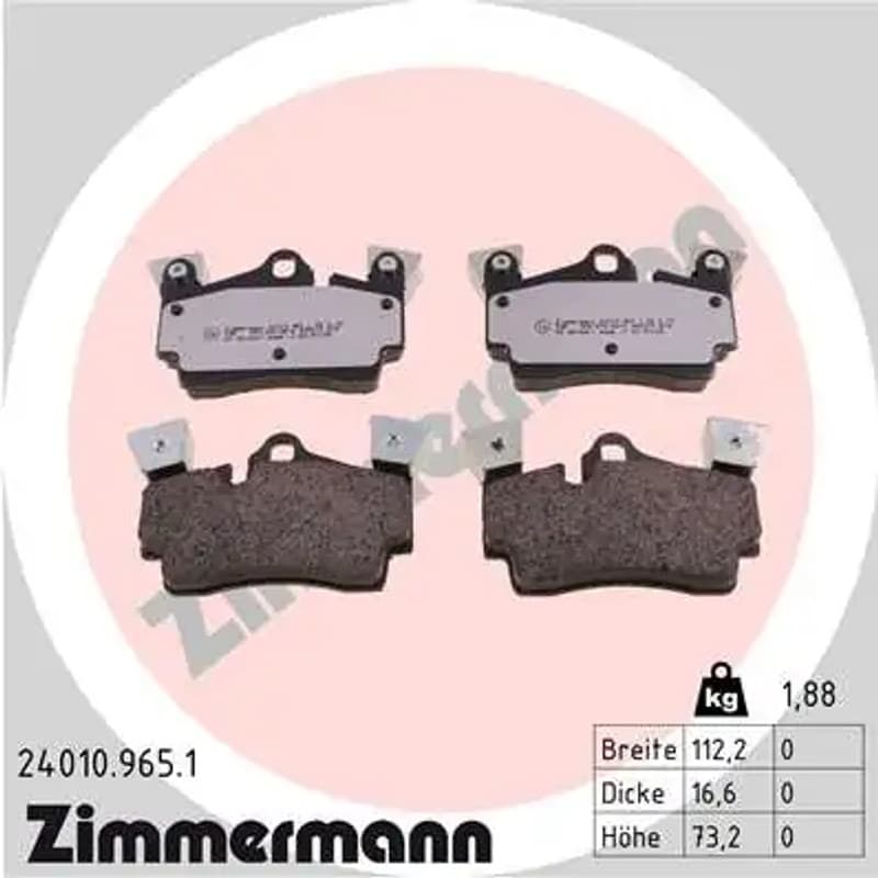 ZIMMERMANN stabdžių trinkelių rinkinys, diskinis stabdys 24010.965.1