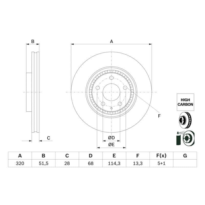 BOSCH 0 986 479 H02 stabdžių diskas