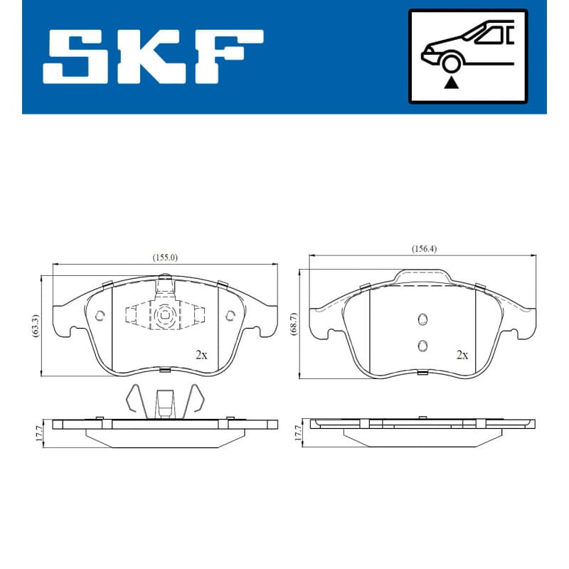 SKF VKBP 80063 stabdžių trinkelių rinkinys, diskinis stabdys