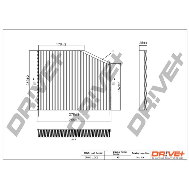 DRVE filtras, salono oras DP1110.12.0102