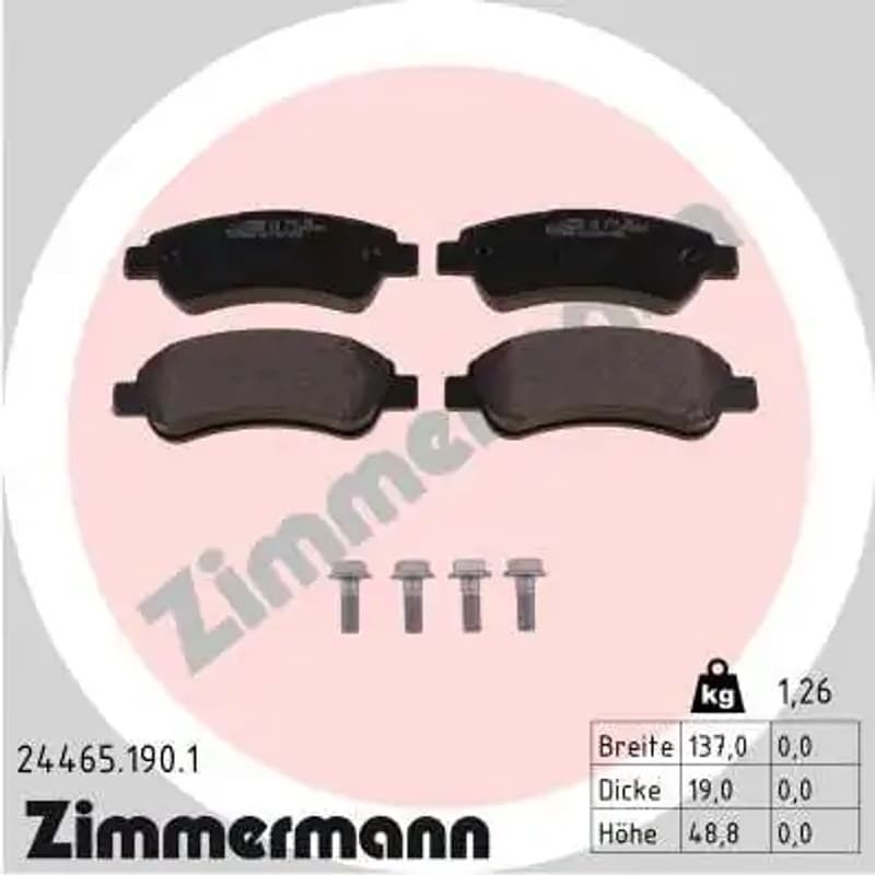 ZIMMERMANN stabdžių trinkelių rinkinys, diskinis stabdys 24465.190.1