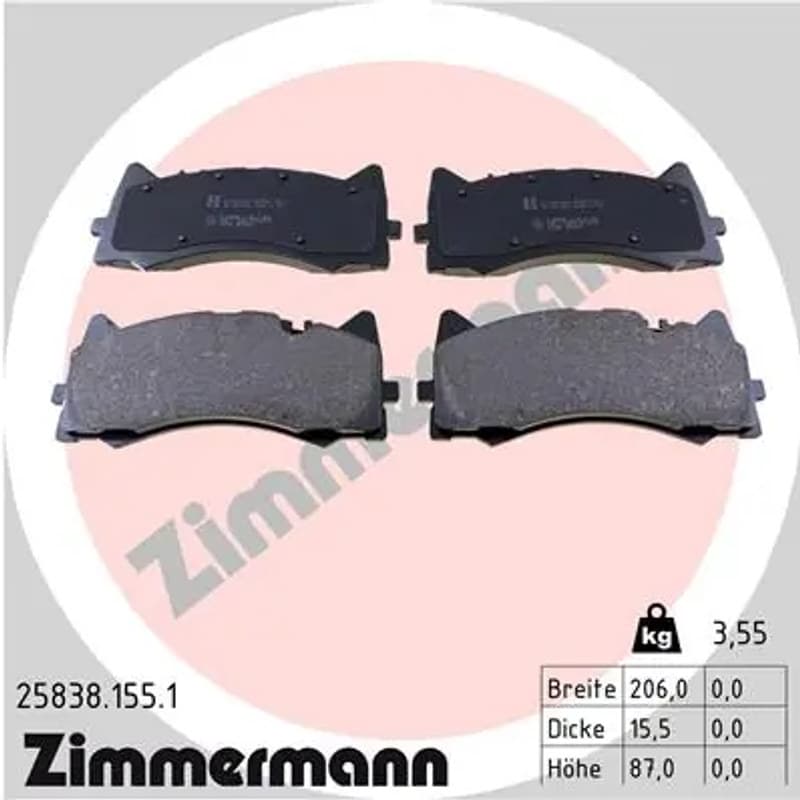ZIMMERMANN stabdžių trinkelių rinkinys, diskinis stabdys 25838.155.1