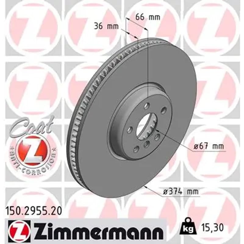 ZIMMERMANN stabdžių diskas 150.2955.20
