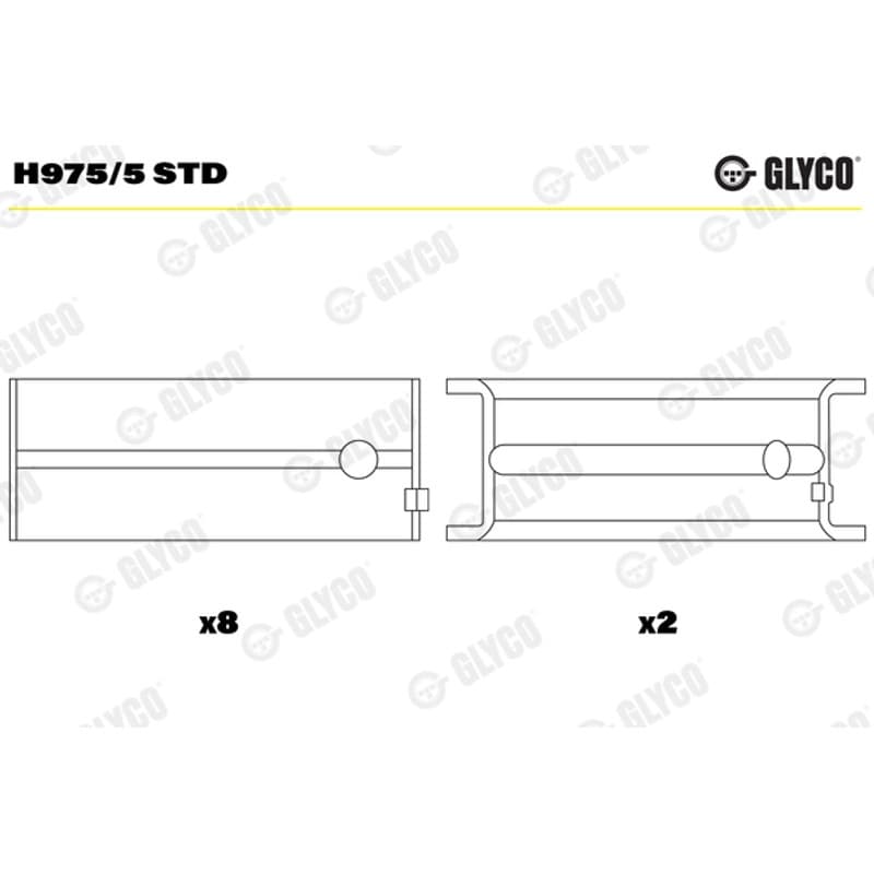 GLYCO pagrindiniai guoliai, alkūninis velenas H975/5 STD