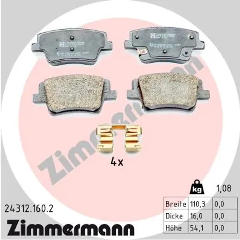 ZIMMERMANN stabdžių trinkelių rinkinys, diskinis stabdys 24312.160.2