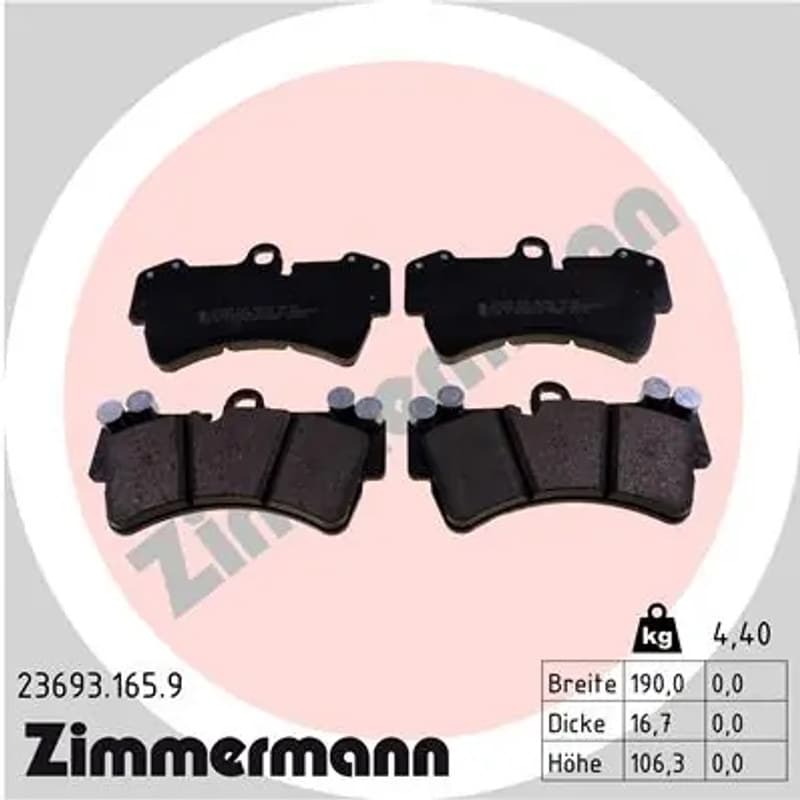 ZIMMERMANN stabdžių trinkelių rinkinys, diskinis stabdys 23693.165.9
