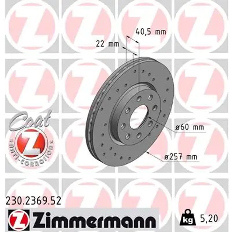 ZIMMERMANN stabdžių diskas 230.2369.52