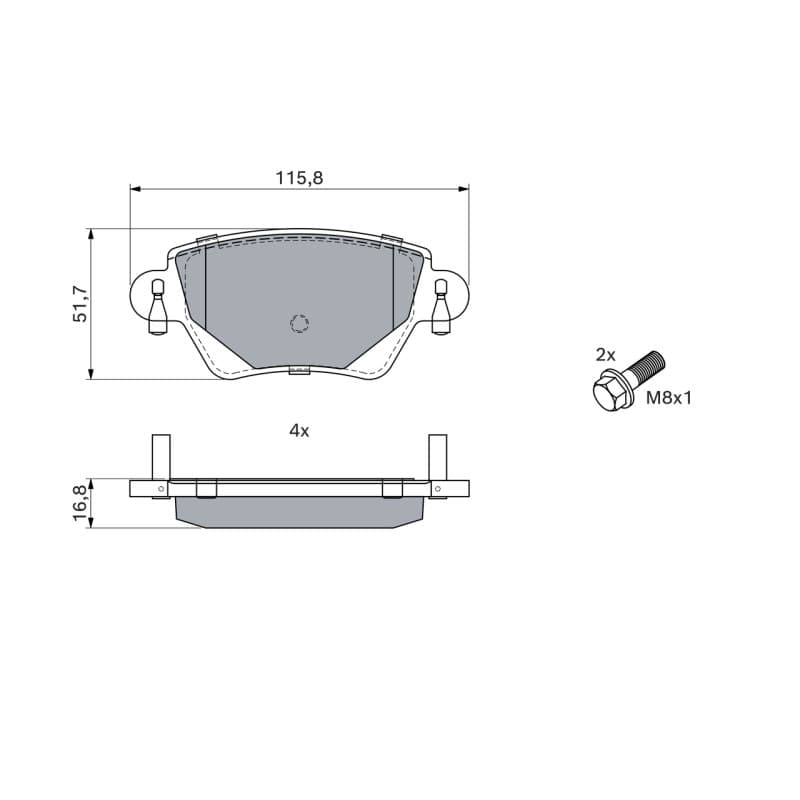 BOSCH 0 986 424 671 stabdžių trinkelių rinkinys, diskinis stabdys