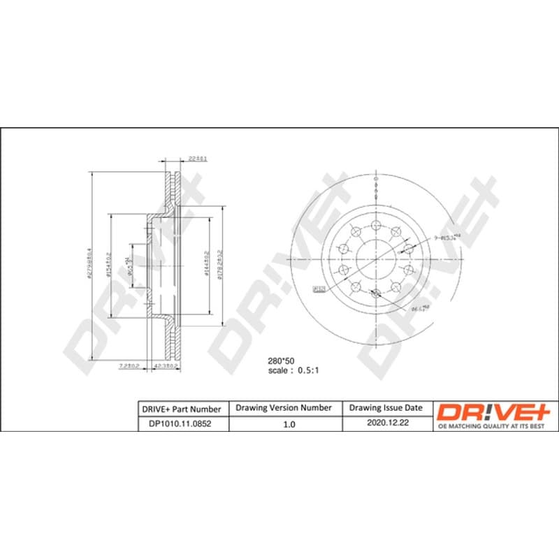 DRVE DP1010.11.0852 stabdžių diskas