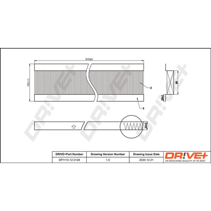 DRVE filtras, salono oras DP1110.12.0128