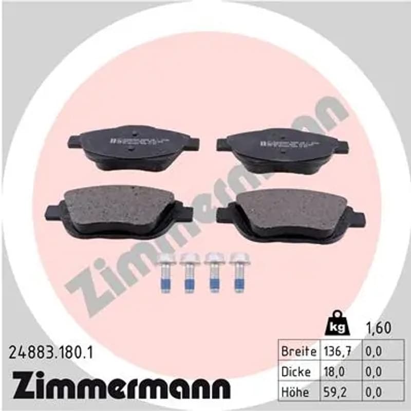 ZIMMERMANN stabdžių trinkelių rinkinys, diskinis stabdys 24883.180.1