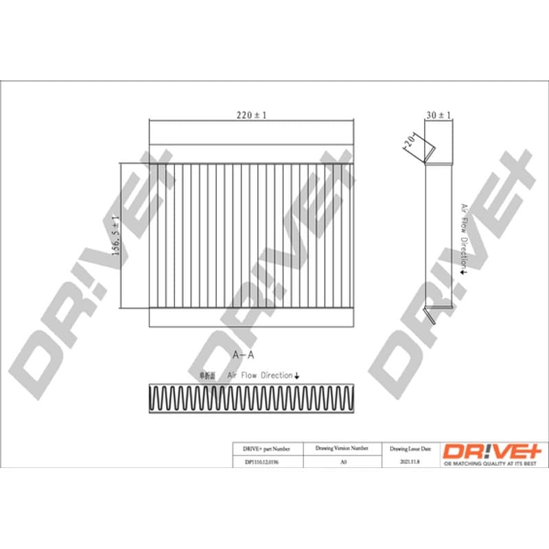 DRVE filtras, salono oras DP1110.12.0196