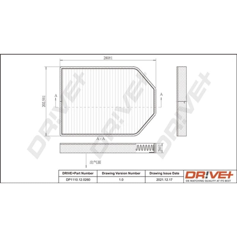 DRVE filtras, salono oras DP1110.12.0260