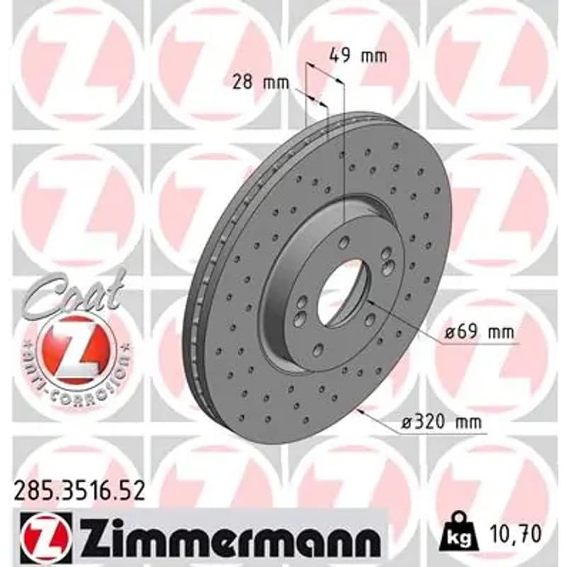 ZIMMERMANN stabdžių diskas 285.3516.52