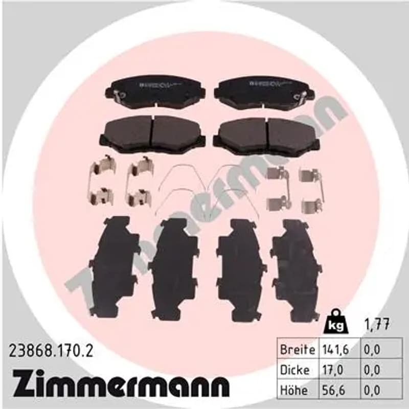 ZIMMERMANN stabdžių trinkelių rinkinys, diskinis stabdys 23868.170.2