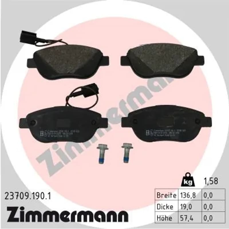 ZIMMERMANN 23709.190.1 stabdžių trinkelių rinkinys, diskinis stabdys