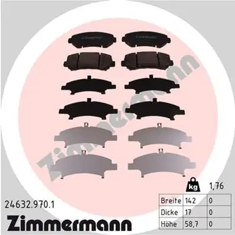 ZIMMERMANN stabdžių trinkelių rinkinys, diskinis stabdys 24632.970.1