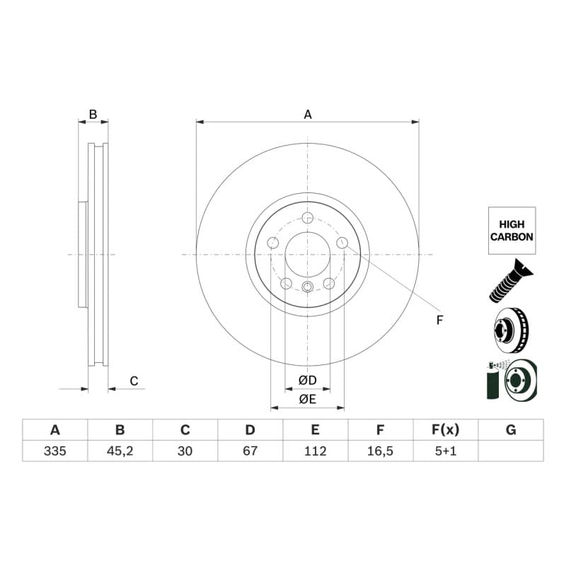 BOSCH 0 986 479 H10 stabdžių diskas
