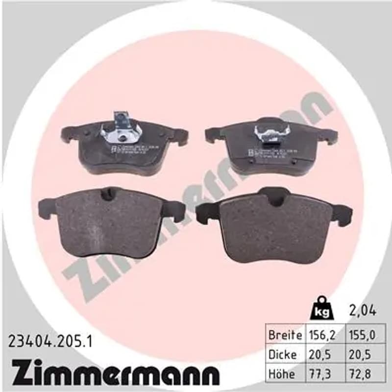 ZIMMERMANN stabdžių trinkelių rinkinys, diskinis stabdys 23404.205.1
