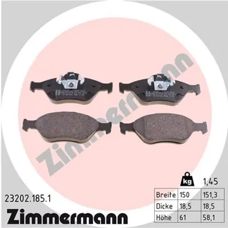 ZIMMERMANN stabdžių trinkelių rinkinys, diskinis stabdys 23202.185.1