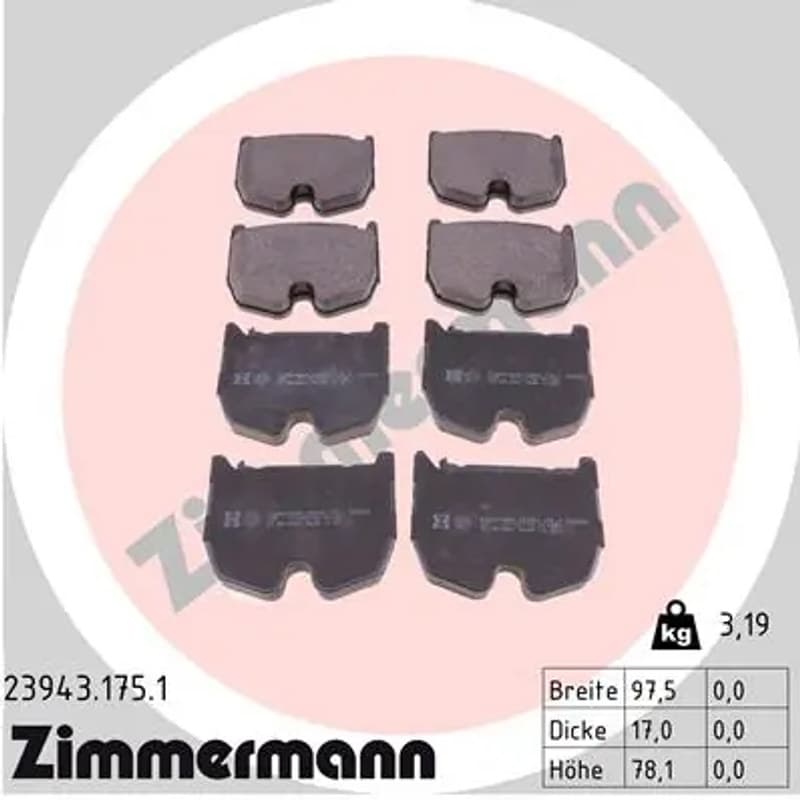 ZIMMERMANN stabdžių trinkelių rinkinys, diskinis stabdys 23943.175.1