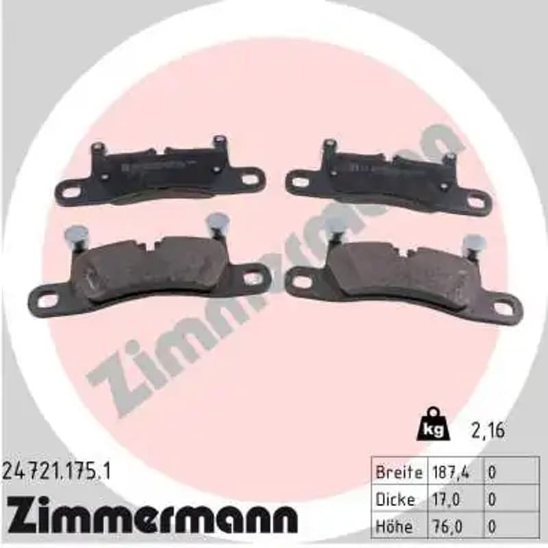 ZIMMERMANN stabdžių trinkelių rinkinys, diskinis stabdys 24721.175.1