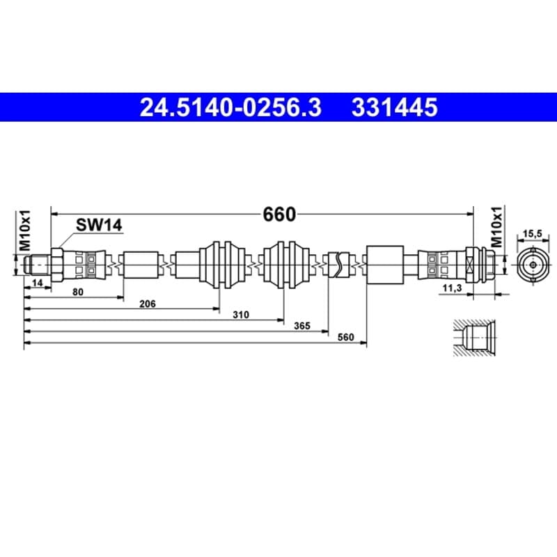 ATE stabdžių žarnelė 24.5140-0256.3