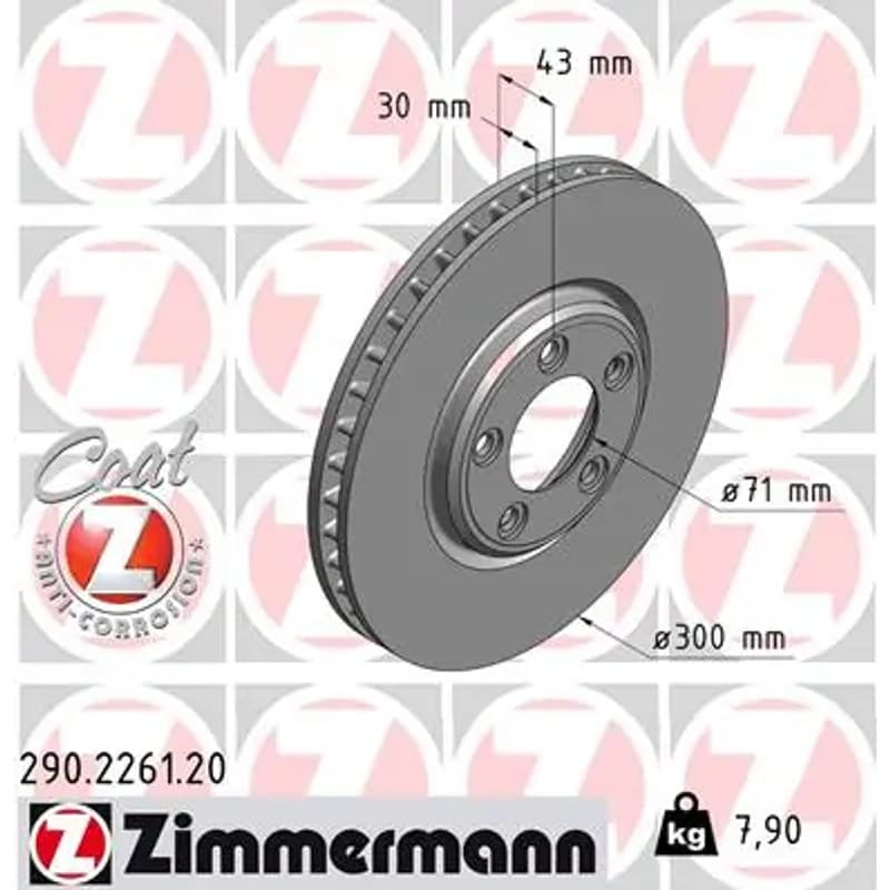 ZIMMERMANN stabdžių diskas 290.2261.20