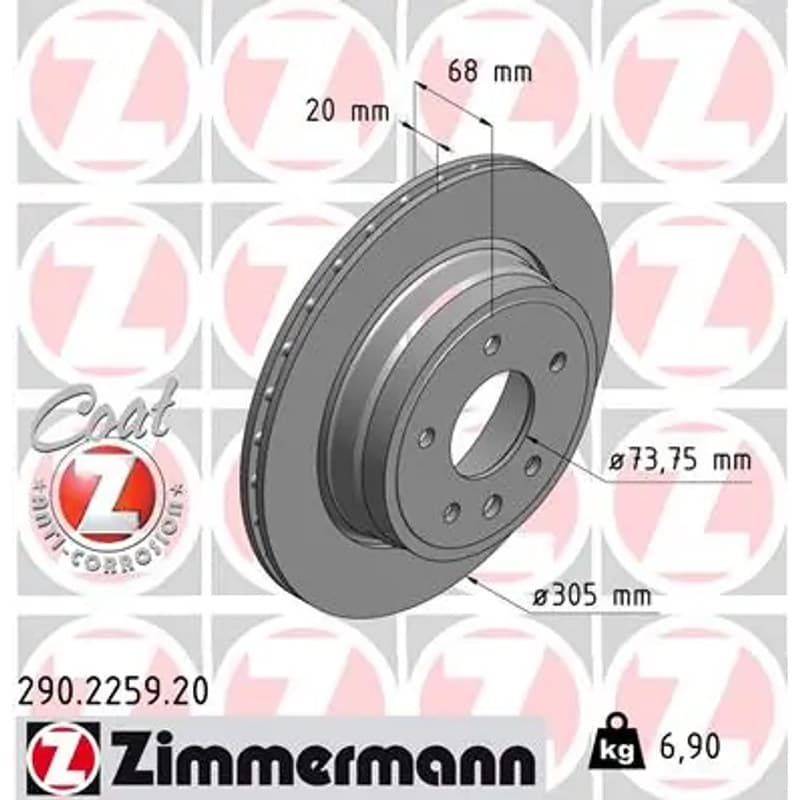 ZIMMERMANN stabdžių diskas 290.2259.20