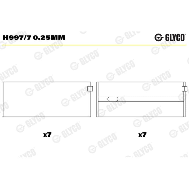 GLYCO pagrindiniai guoliai, alkūninis velenas H997/7 0.25mm