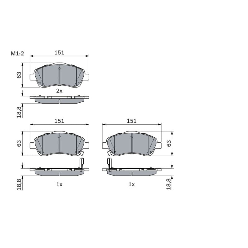 BOSCH 0 986 494 054 stabdžių trinkelių rinkinys, diskinis stabdys