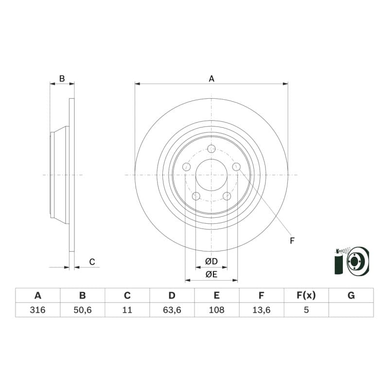 BOSCH 0 986 479 E82 stabdžių diskas