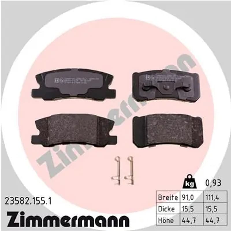 ZIMMERMANN stabdžių trinkelių rinkinys, diskinis stabdys 23582.155.1