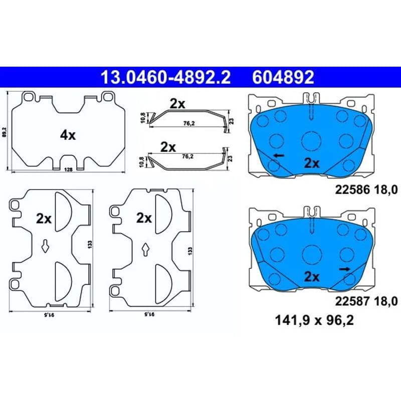 ATE Būgnai ir trinkelės 13.0460-4892.2