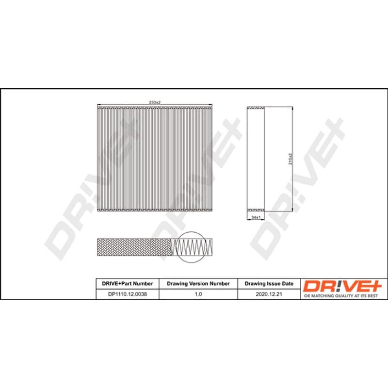 DRVE filtras, salono oras DP1110.12.0038