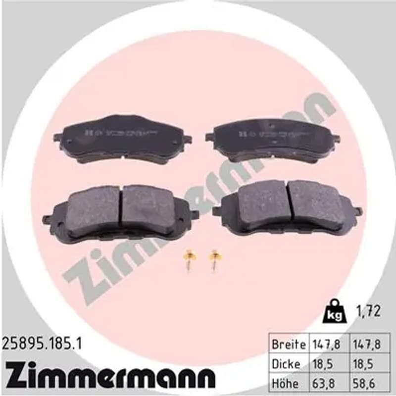 ZIMMERMANN stabdžių trinkelių rinkinys, diskinis stabdys 25895.185.1